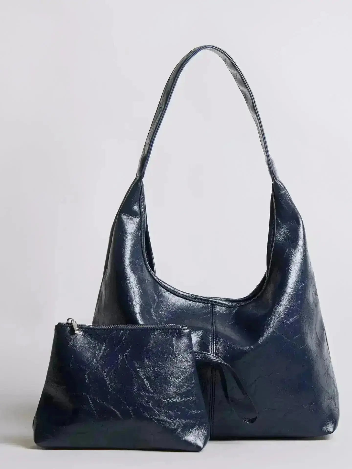 Saco de couro vintage envelhecido — inclui estojo de cosméticos