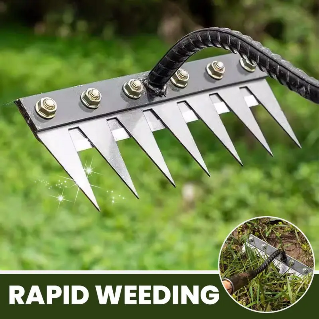 ThriveGard Manual Weeding Rake — Steel Teeth Blade, Ergonomic Grip