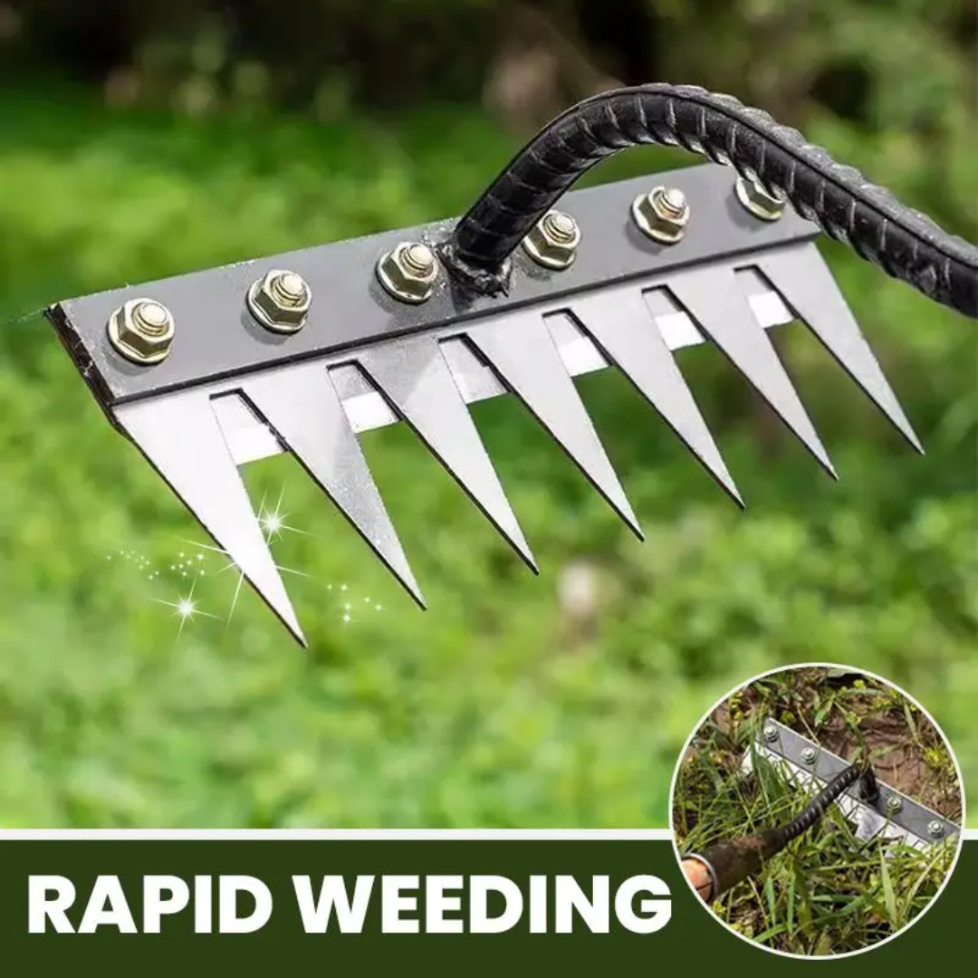 ThriveGard Manual Weeding Rake — Steel Teeth Blade, Ergonomic Grip