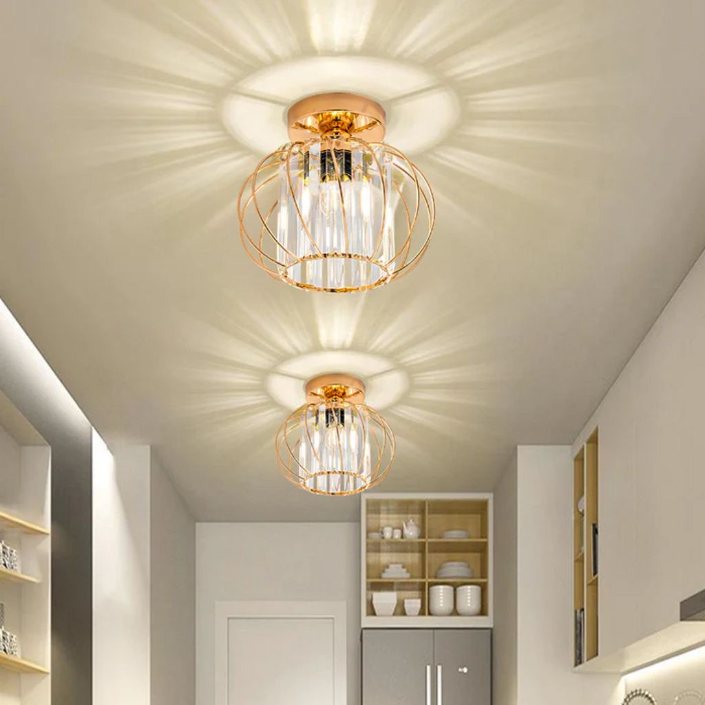Luminária de teto em vidro AureliaGlow com brilho ambiente suave para salas de estar