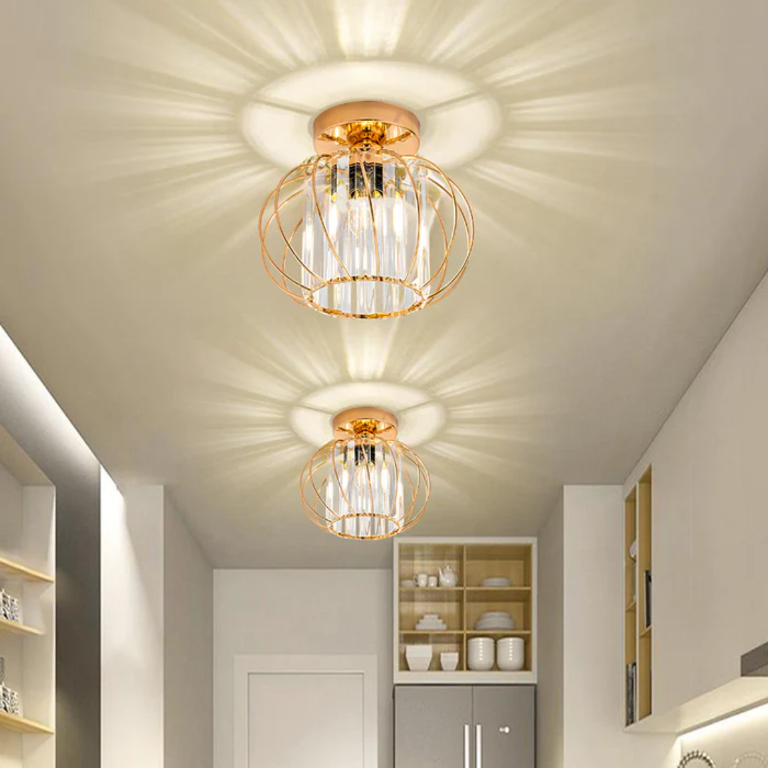 Luminária de teto em vidro AureliaGlow com brilho ambiente suave para salas de estar