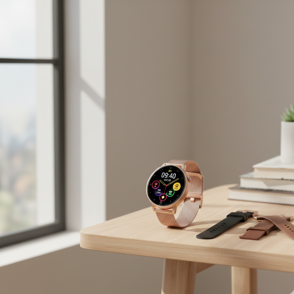 Wodoodporny damski smartwatch AMOLED — funkcja rozmów przez Bluetooth