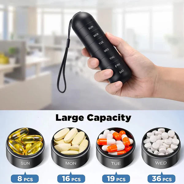 Aluminum 7 Days Portable Pill Organizer for Travel, Pill Box Pill Container | Filindra