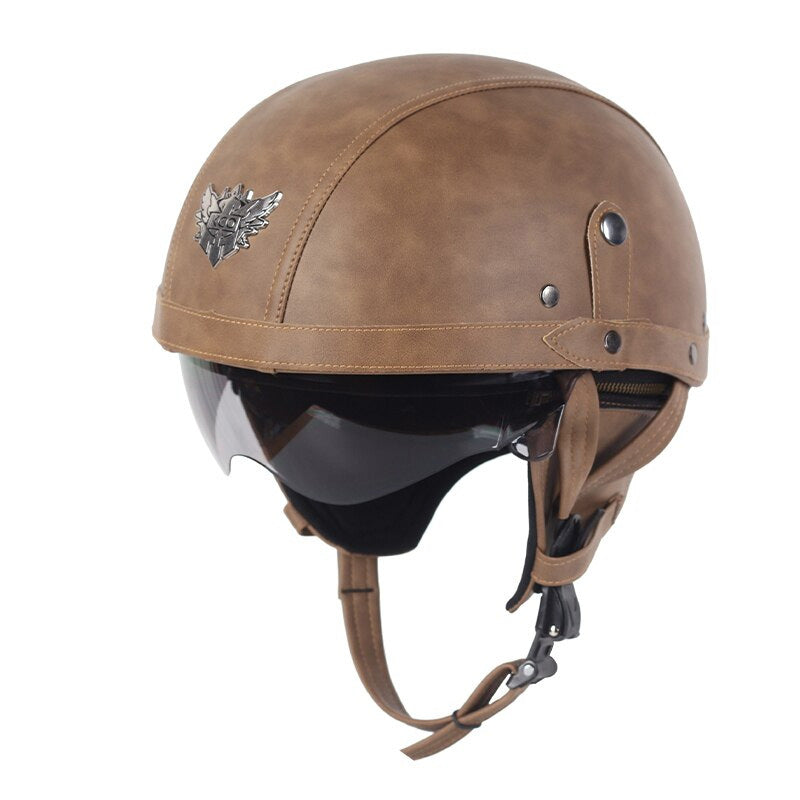 Vintage Casco Moto Helmet — DOT Safety, Retractable Brown Lens