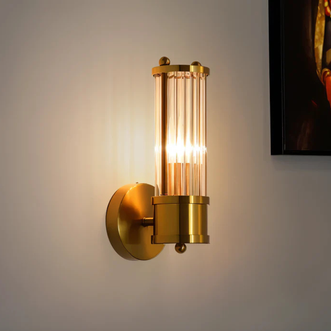 Aurelia LED Wall Light With Crystal Glass And Copper Accents