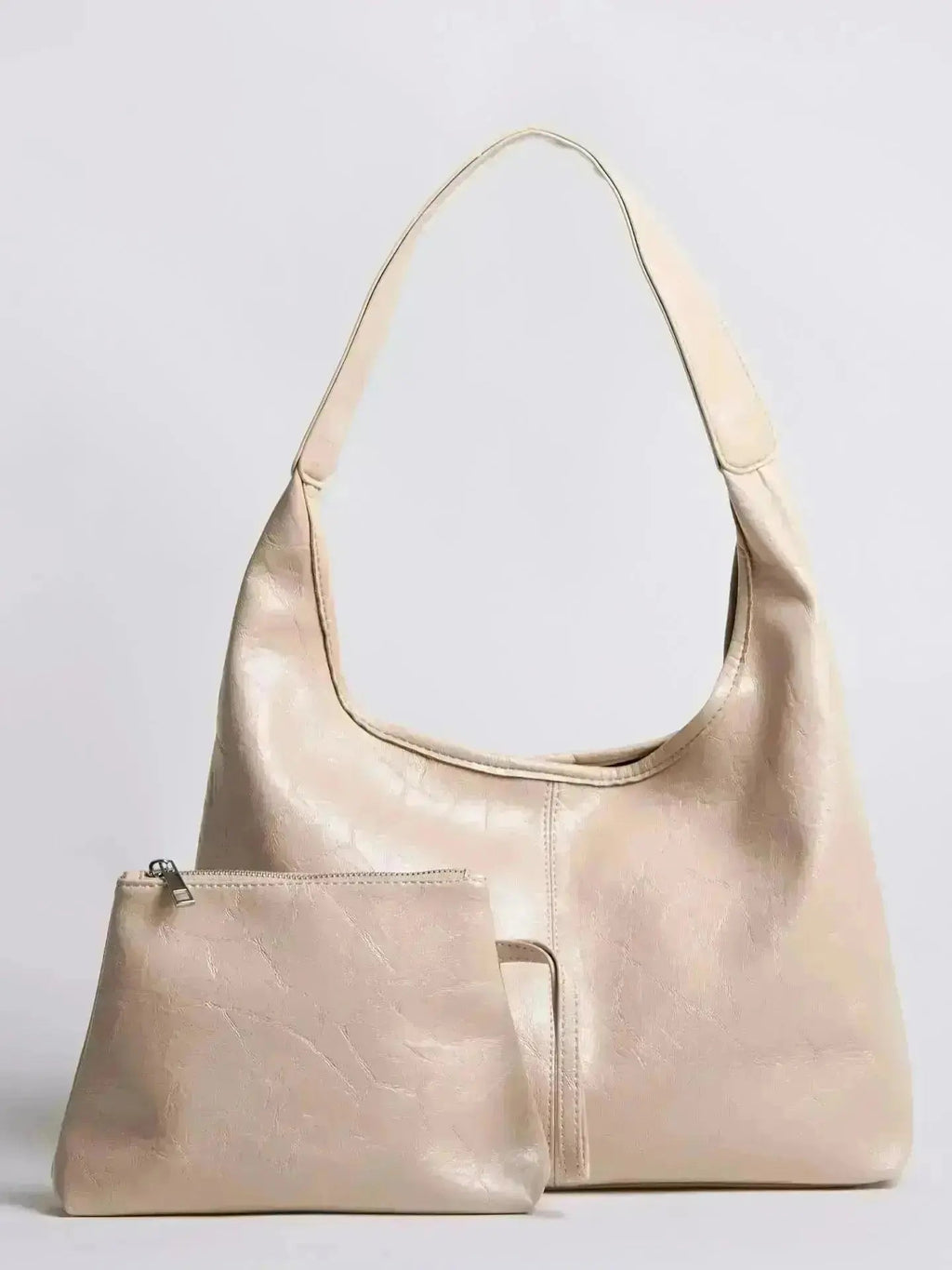 Saco de couro vintage envelhecido — inclui estojo de cosméticos