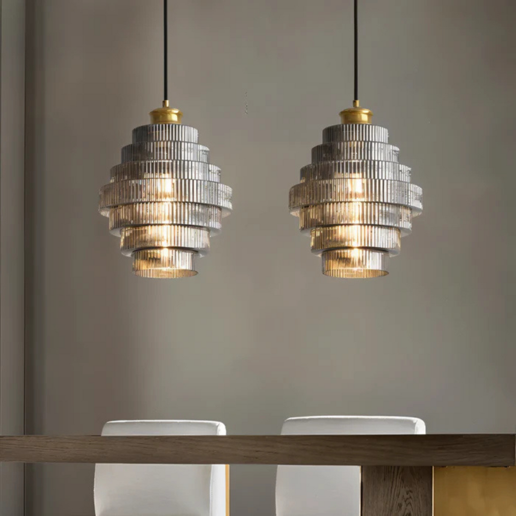 Kirrea Messing Akzent Glas Pendelleuchte im Vintage-Stil