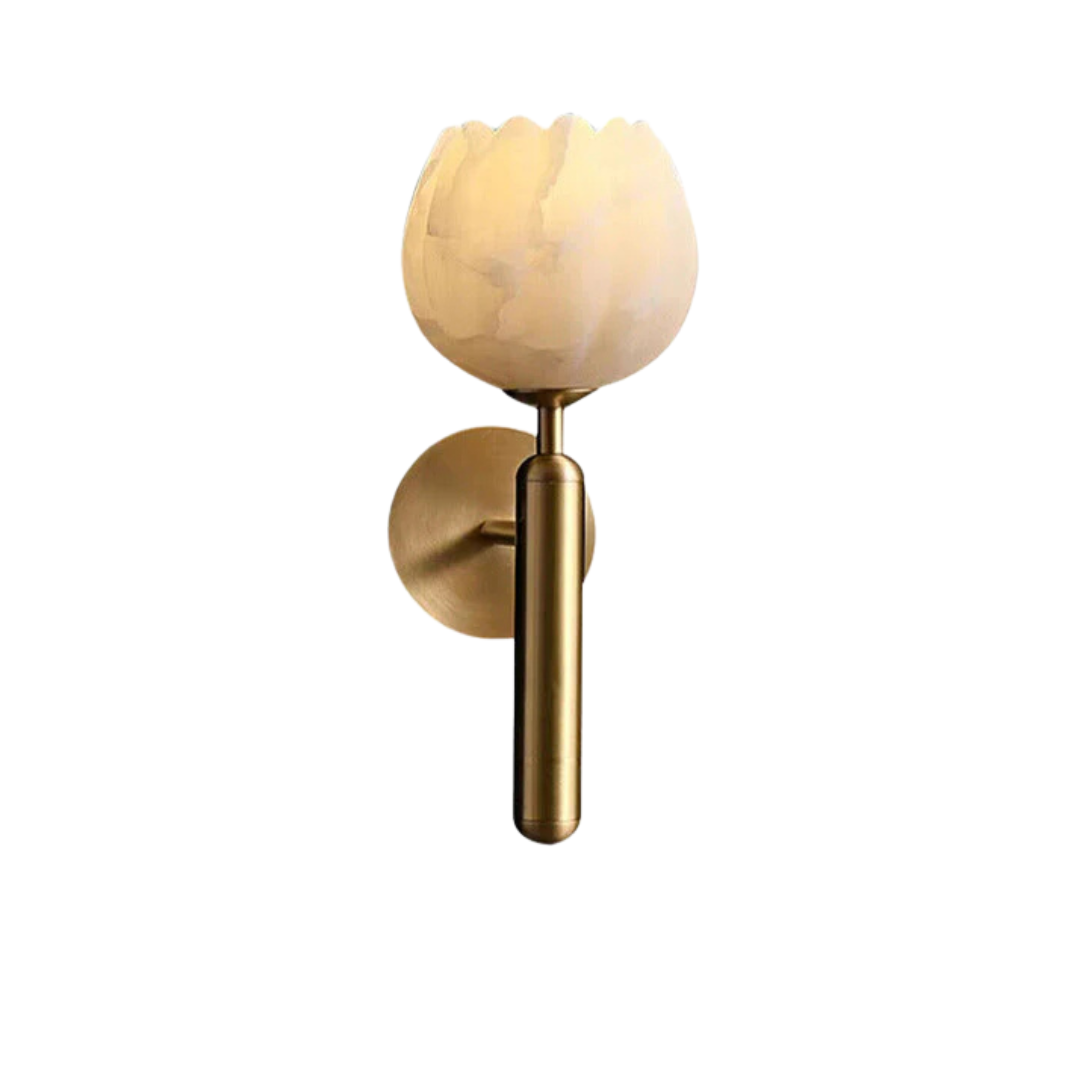 Solara Marble Wall Lamp Featuring LED Lighting And Copper Accents