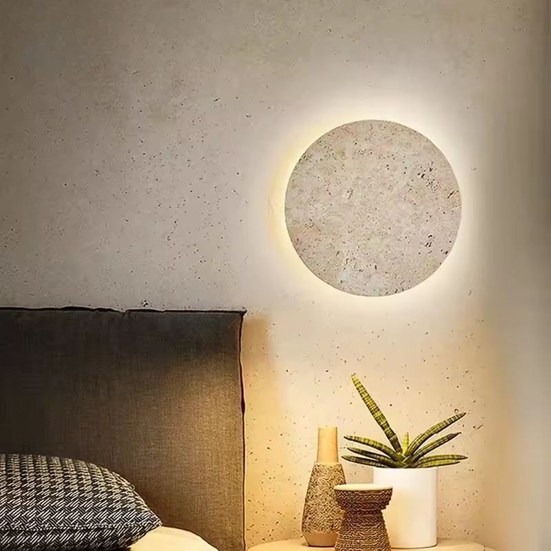 TerraLume Wall Light In Travertine Finish With Built In LED Glow