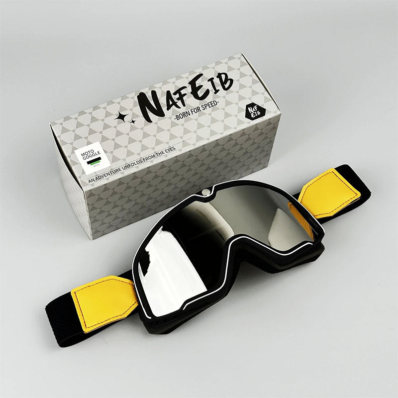 Retro-Motorradbrille - UV-Schutz, passt über Brillen