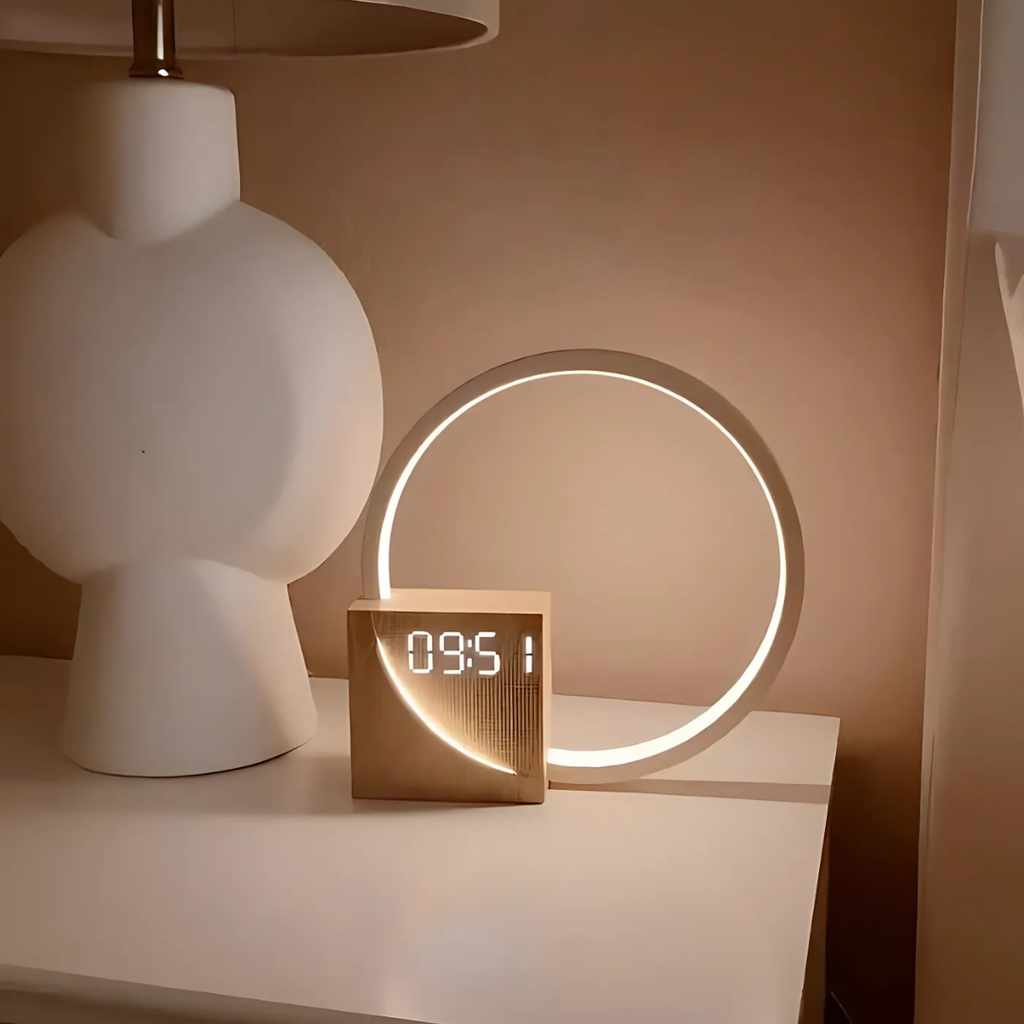 LED noční světlo AureaLume s USB nabíječkou a budíkem