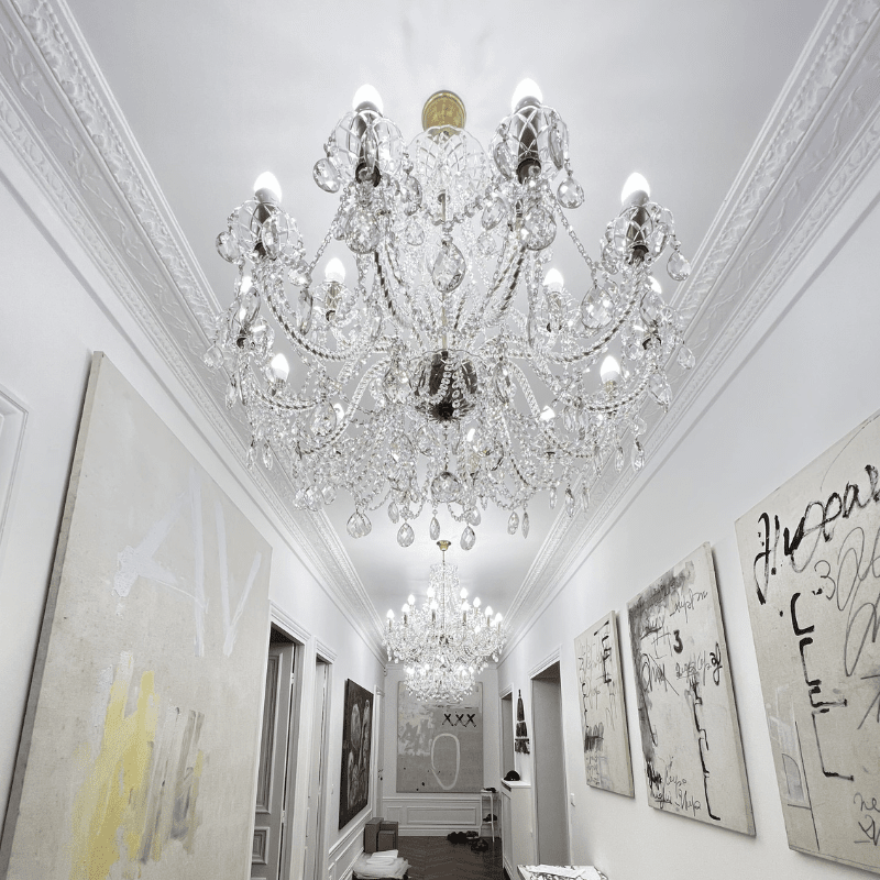 Imperialer Kristall-Kronleuchter — 16 Glastrompeten, handgeschliffene Schalen