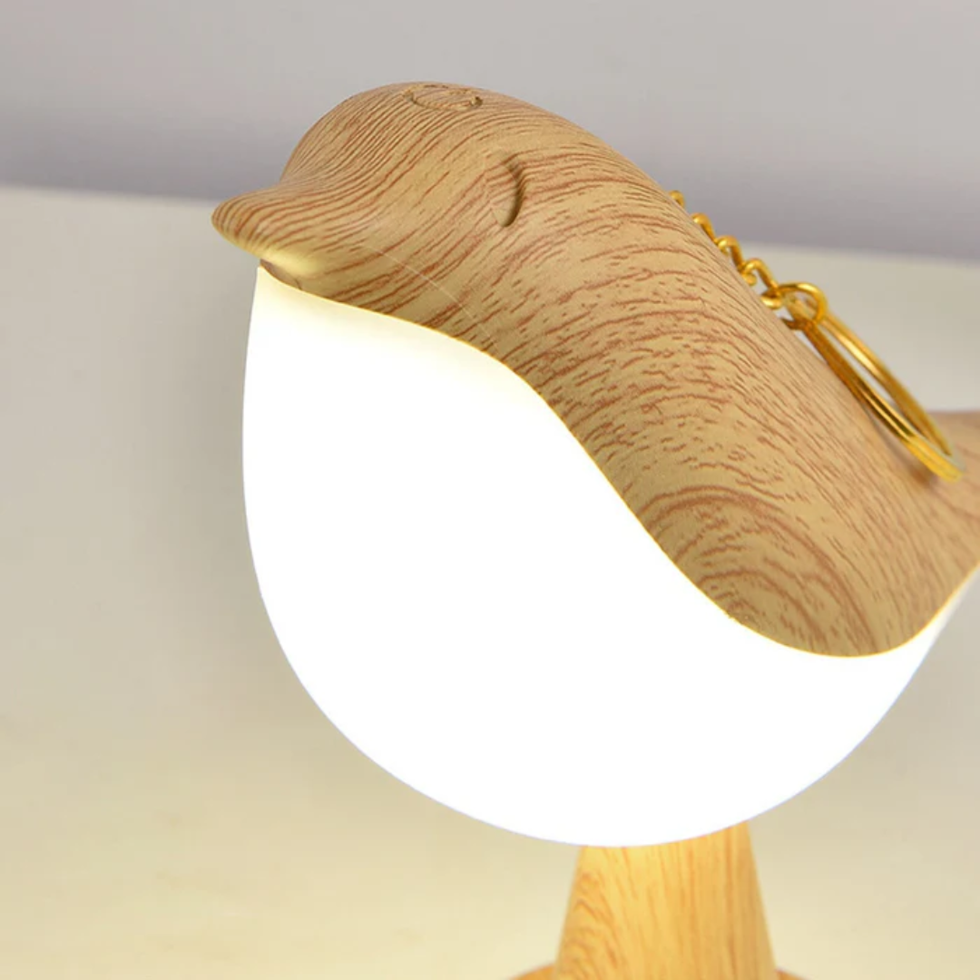 Bezdrátové noční světlo FeatherGlow ve tvaru ptáčka s útulným světlem na baterie