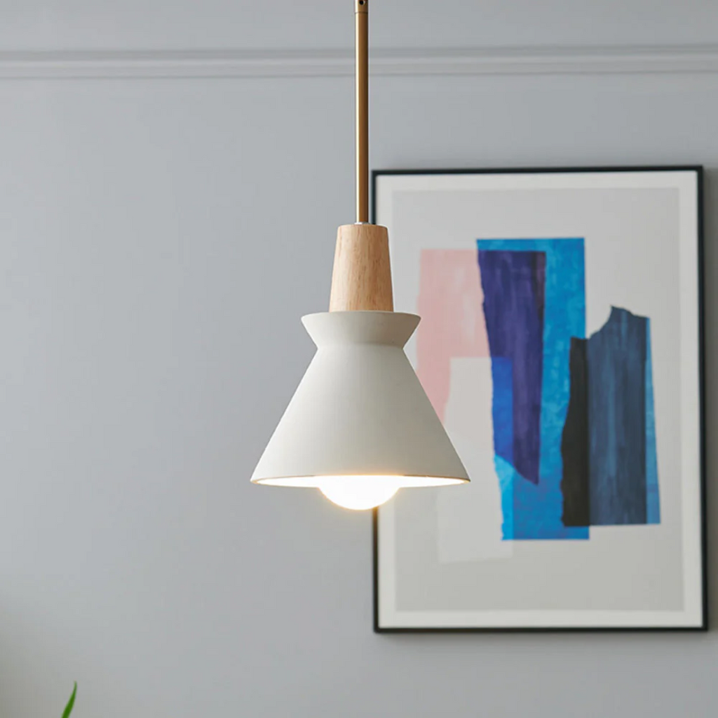 NovaLume Modern Pendant Light White Concrete For Dining Rooms