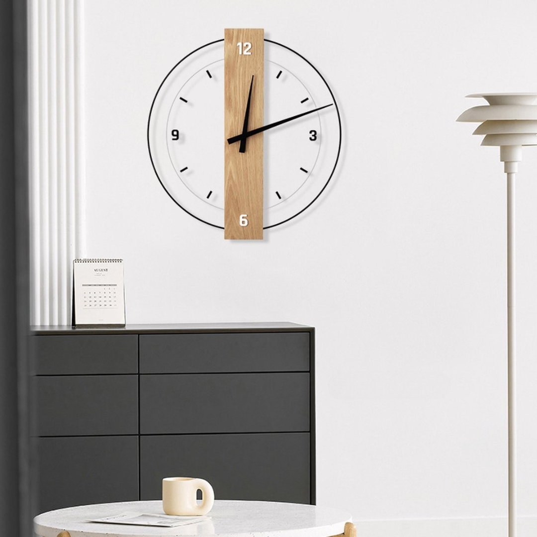 Averin Quiet Wall Clock Crafted From Wood For Living Room Decor