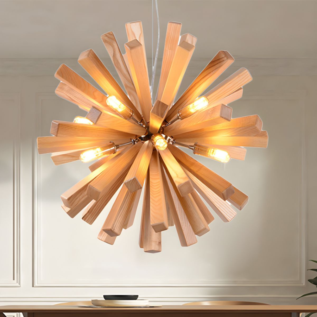SylvaLume Wood Pendant Lamp With Warm Tone For Dining Rooms