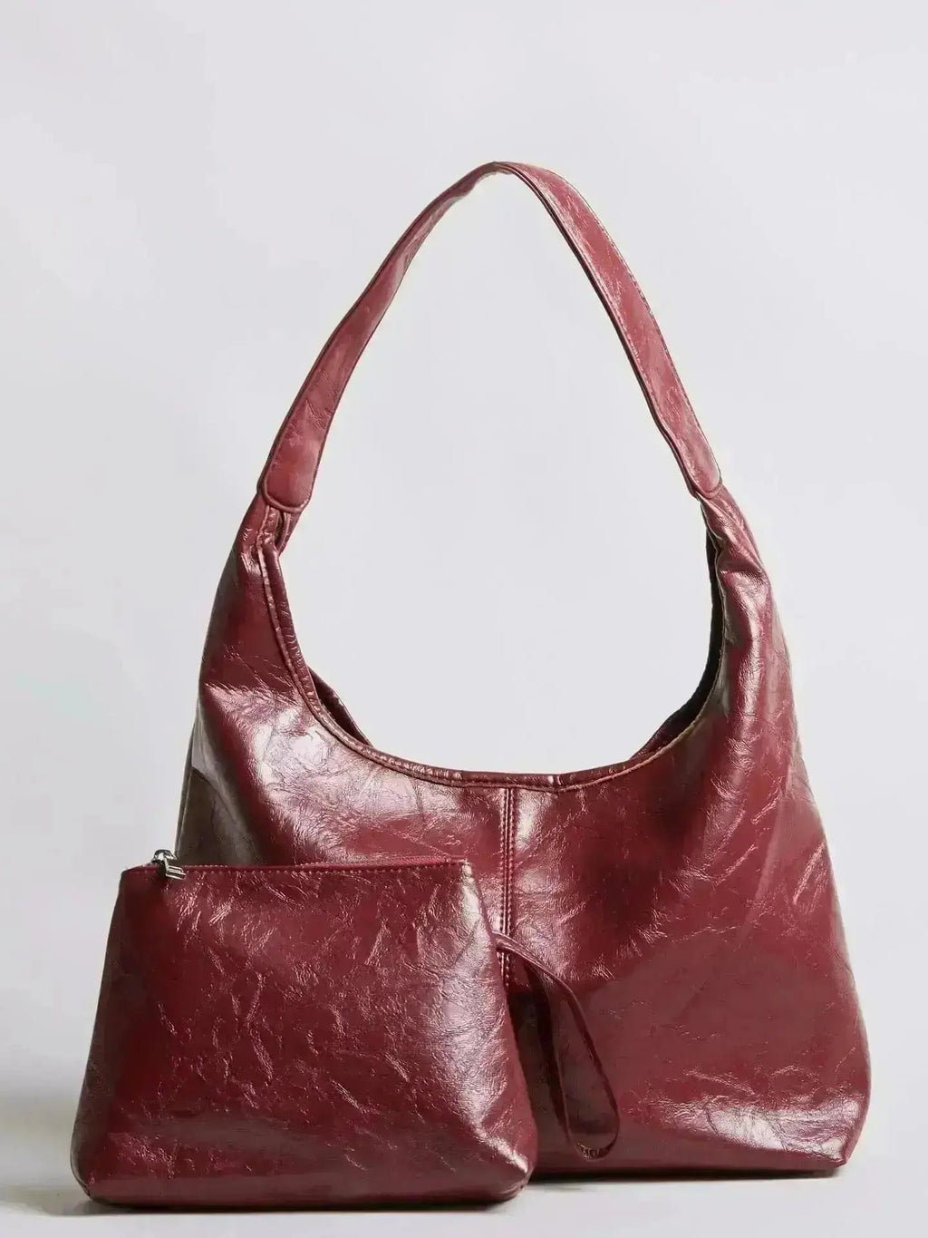 Saco de couro vintage envelhecido — inclui estojo de cosméticos