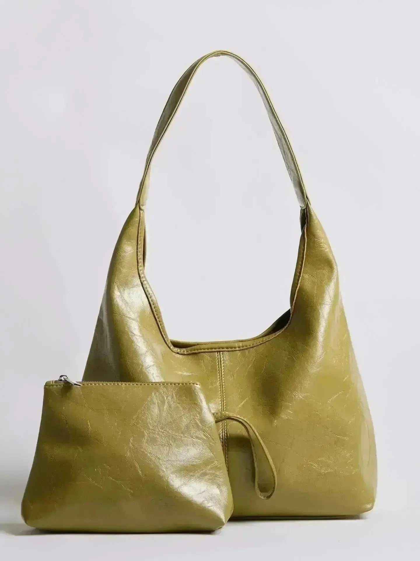 Saco de couro vintage envelhecido — inclui estojo de cosméticos