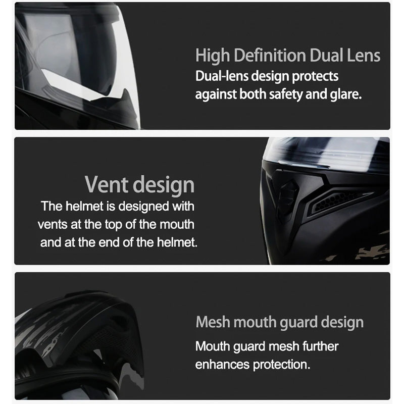 FlipGuard Dual Lens Helmet | DOT Approved