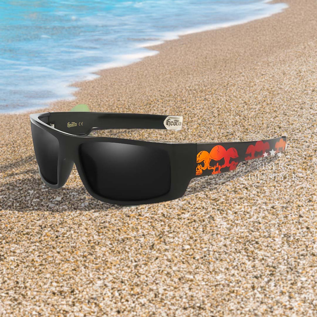 SkullGuard sportos polarizált napszemüveg — UV400-as koponyaminta