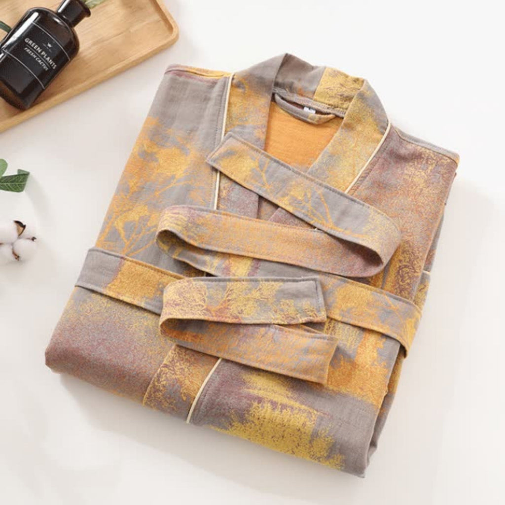 Zachte katoenen kimono-badjas - Lichtgewicht wikkelmodel