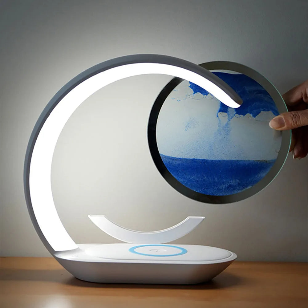 3D Sand Art Table Lamp with Wireless Charger | Filindra