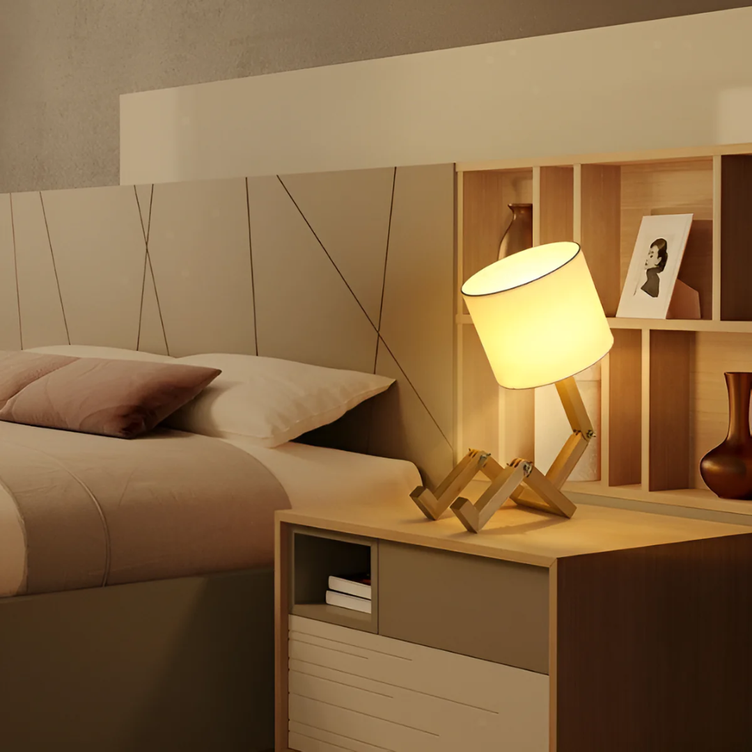 KairoBot Wooden Table Lamp With Adjustable Arms For Nightstand