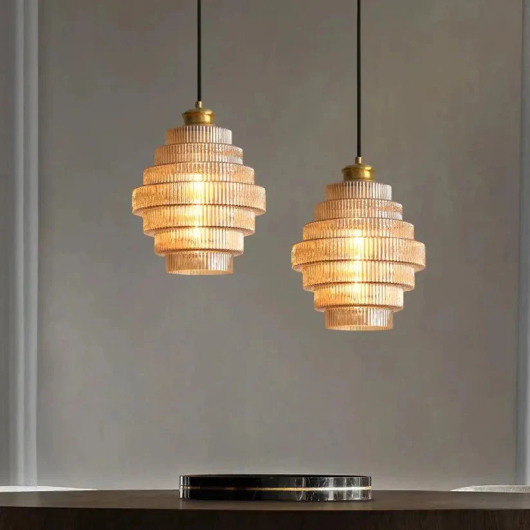 Kirrea Messing Akzent Glas Pendelleuchte im Vintage-Stil