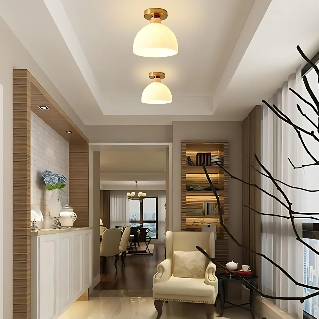 NovaGlass Contemporary Ceiling Light With Glass Shade For Interiors