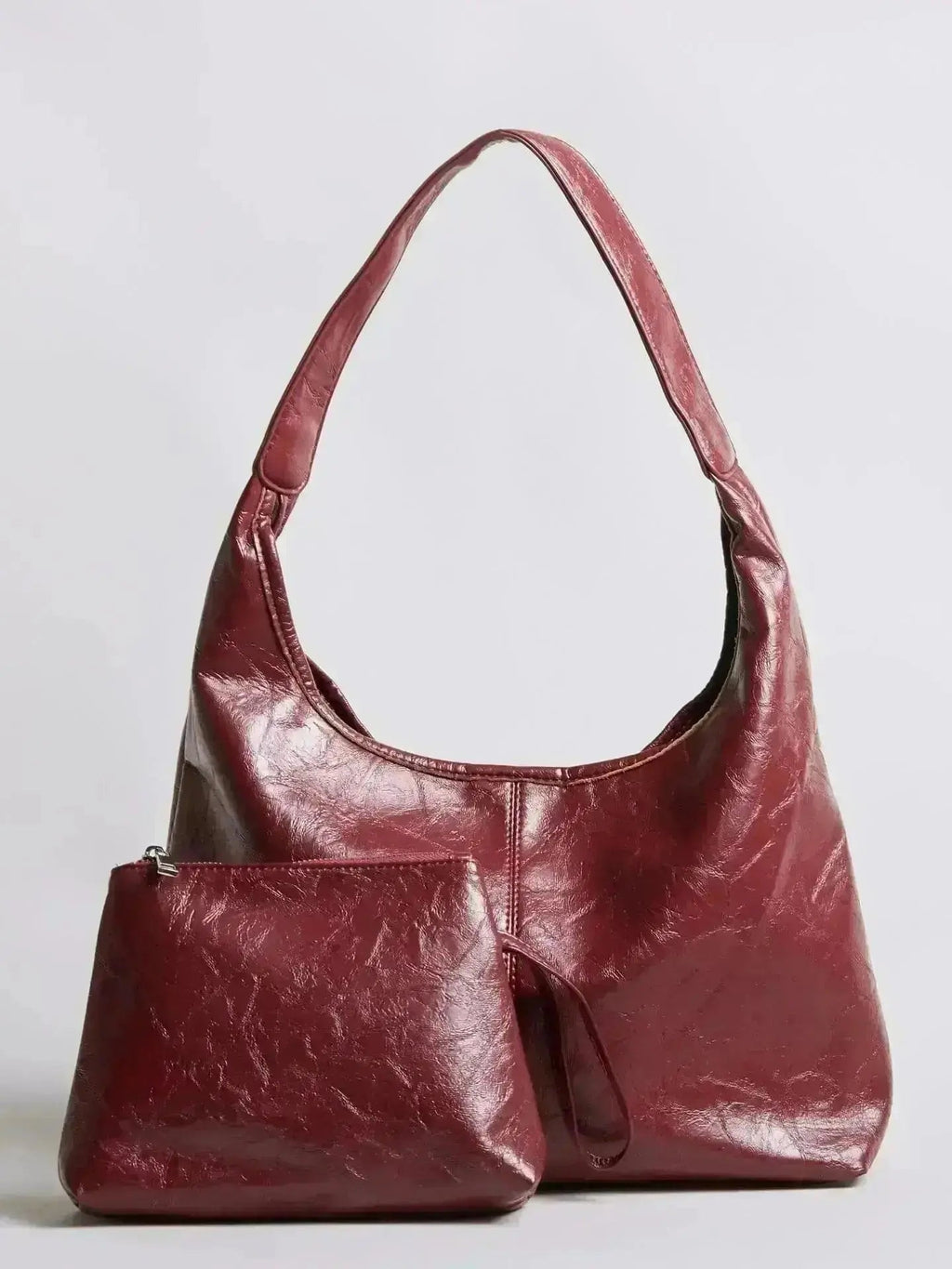 Saco de couro vintage envelhecido — inclui estojo de cosméticos