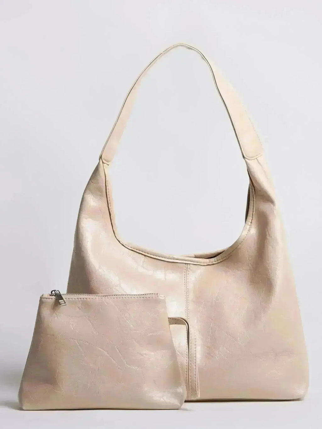 Saco de couro vintage envelhecido — inclui estojo de cosméticos