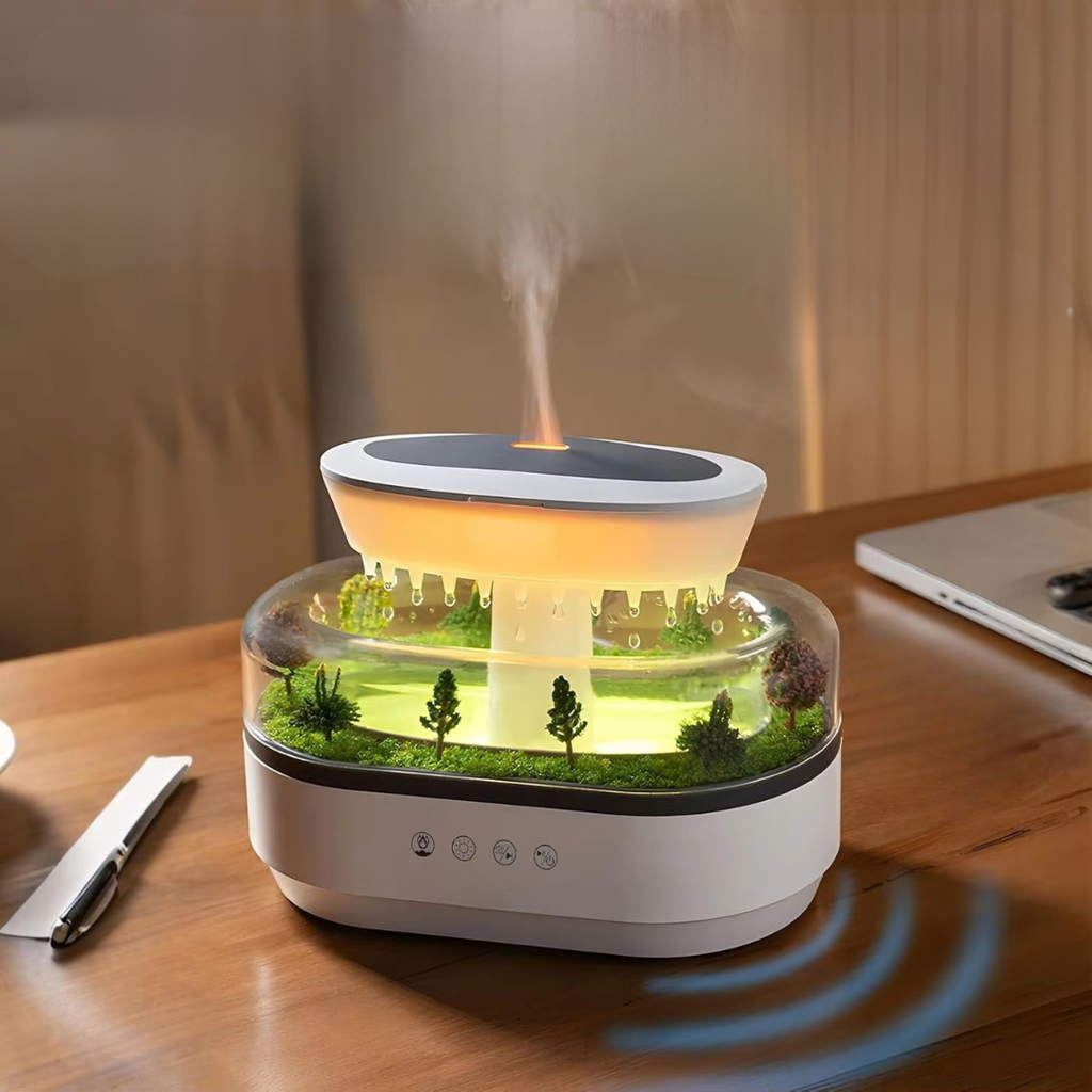 Aromatherapy LED Diffuser — Four-In-One Humidifier, Forest Waterfall Projection, Adjustable Lighting