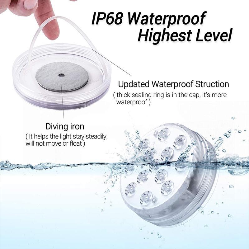 Remote-Operated Waterproof LED Pool Light Magnetic Suction
