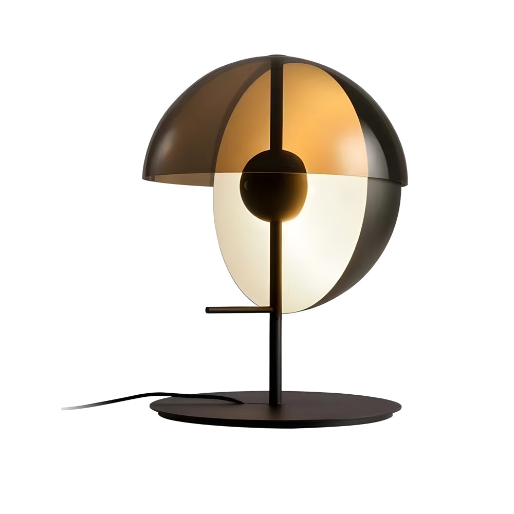 Theia Table Lamp — Vertical Half-Sphere, Horizontal Smoked Screen