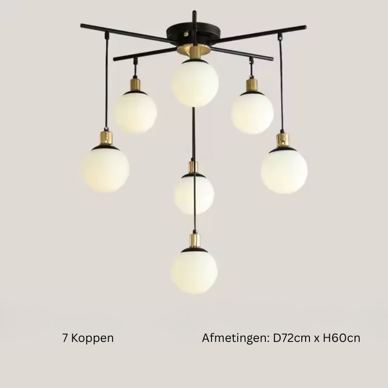 Velora LED Glas-Chandelier für das Wohnzimmer, moderne Pendelleuchte