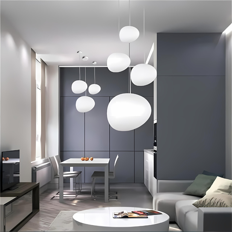 AstraGlow Pebble Shaped Glass Pendant Lamp For Dining Rooms