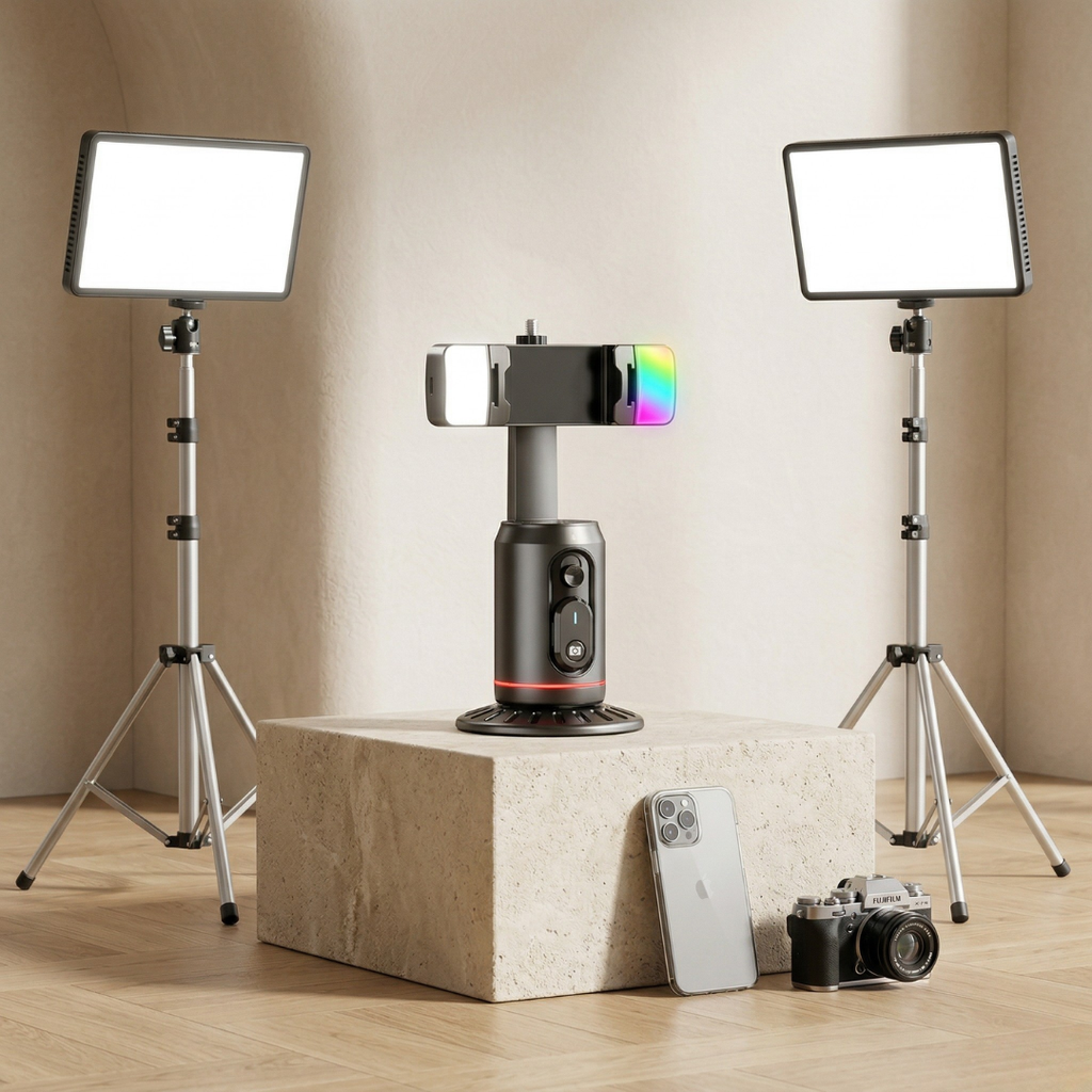 Chytrý sledovací gimbal stabilizátor — motorizovaný držák proti otřesům, inteligentní sledování obličeje