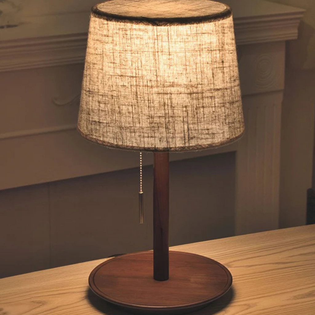 Orionyx LED Lampa Biurkowa Z Orzechowego Drewna Z Delikatnym Ciepłym Blaskiem