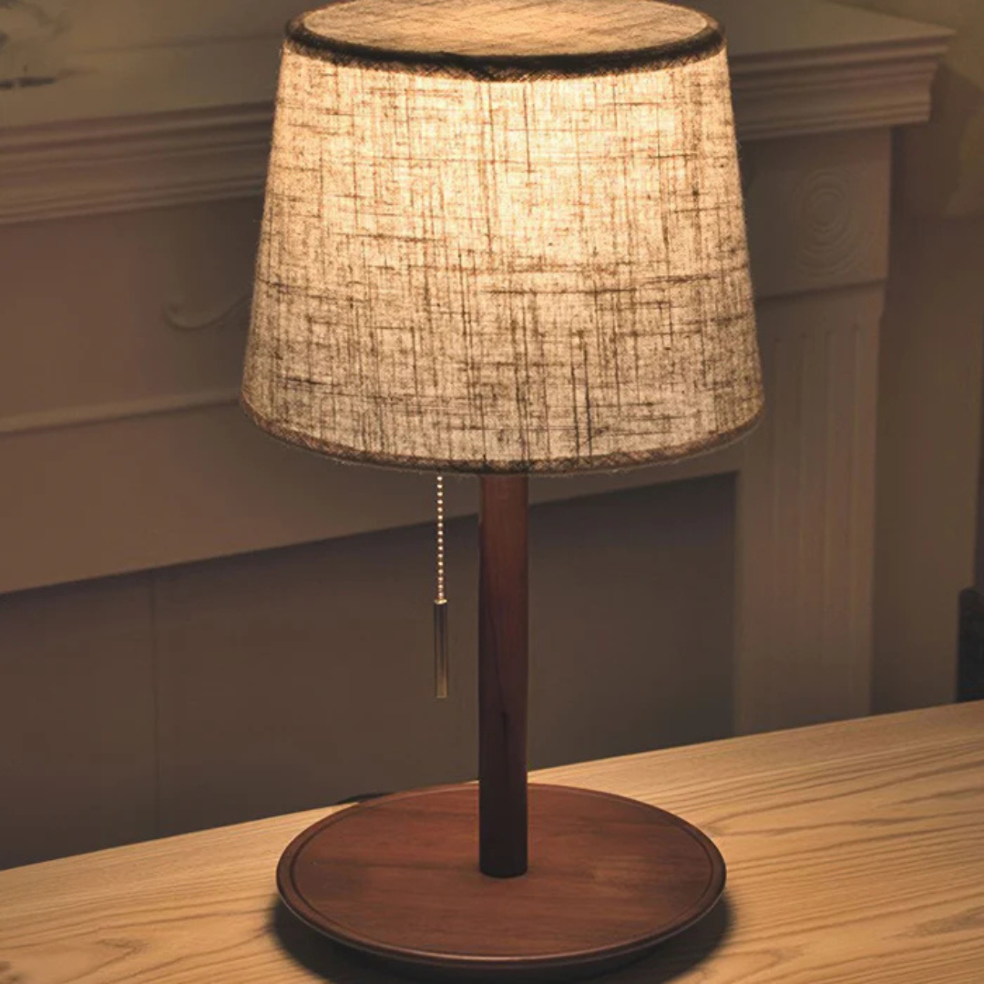 Orionyx LED Lampa Biurkowa Z Orzechowego Drewna Z Delikatnym Ciepłym Blaskiem