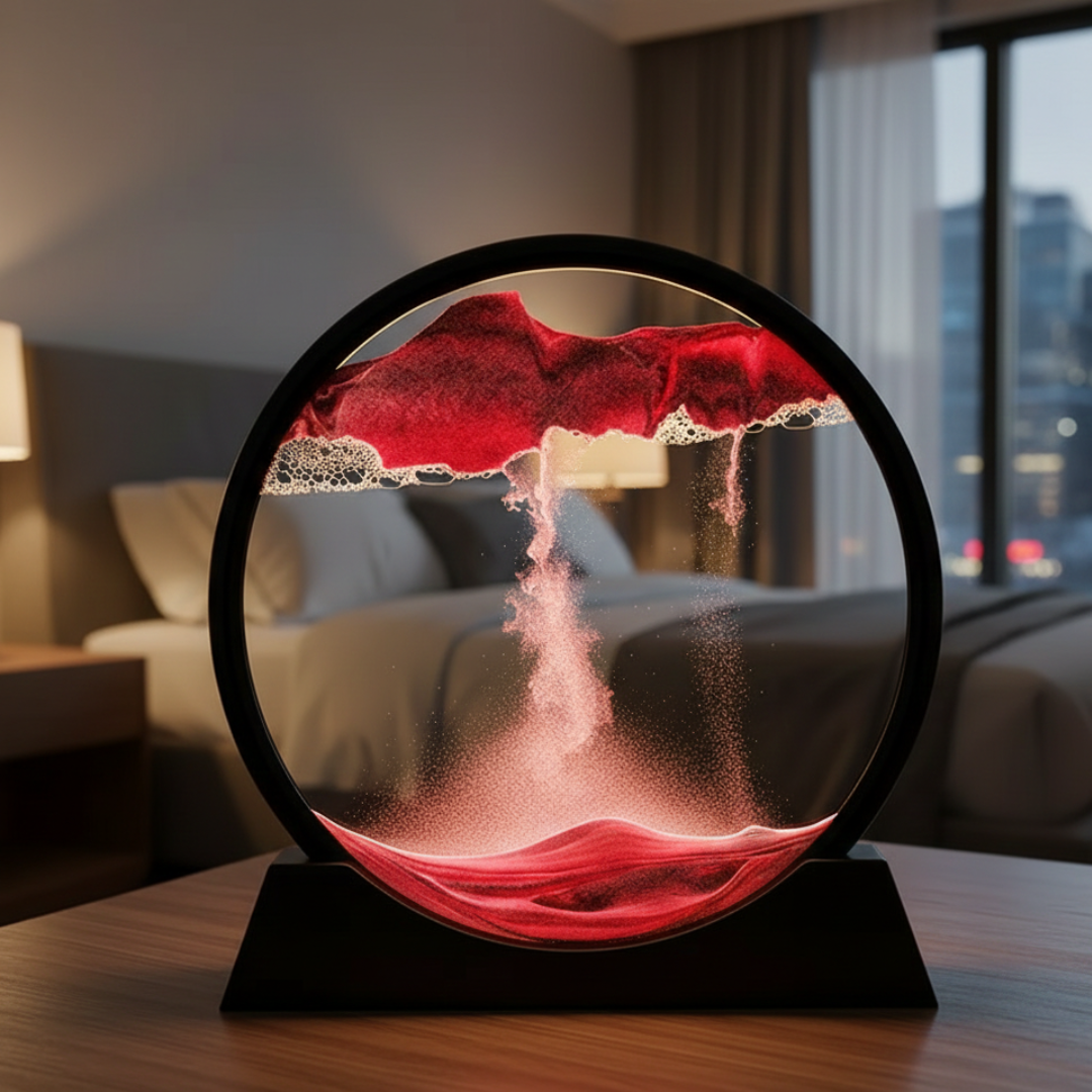 Gravity Flow Sand Art Frame — Circular Multi-Hued Kinetic Decor