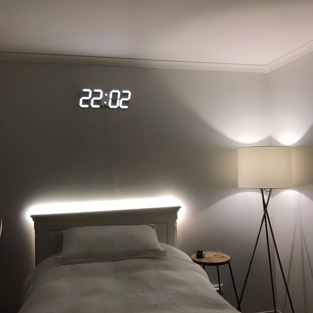 Relógio Digital Tridimensional LED Aurelia para Interiores Modernos