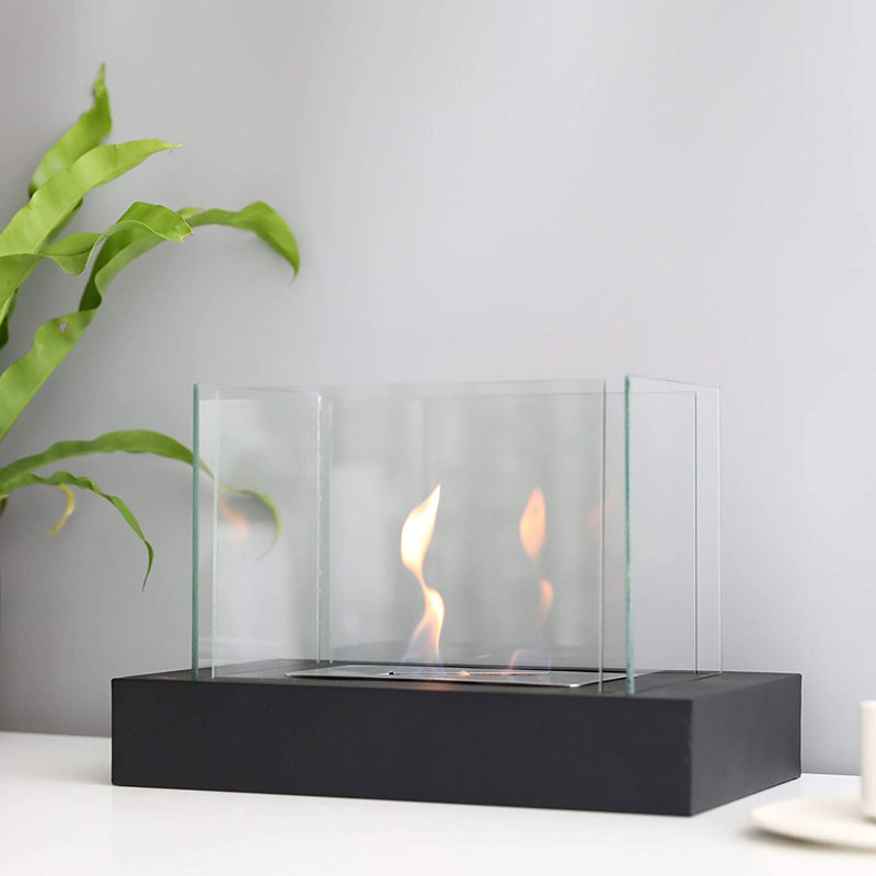 JHY DESIGN Rectangular Tabletop Fire Bowl Pot — Four-Sided Glass
