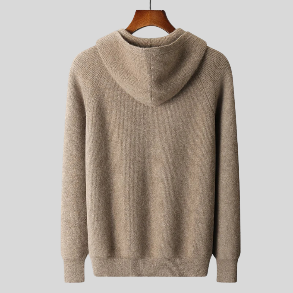 Sudadera con capucha de lana merino y cachemira Royal con cremallera completa - Capa suave y cálida