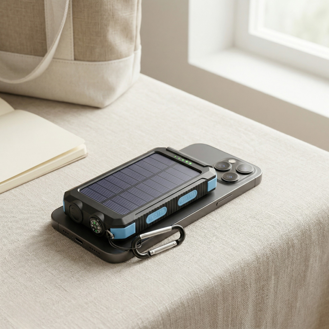 80000mAh Solar Power Bank — Integrated LED Light, Portable Charger