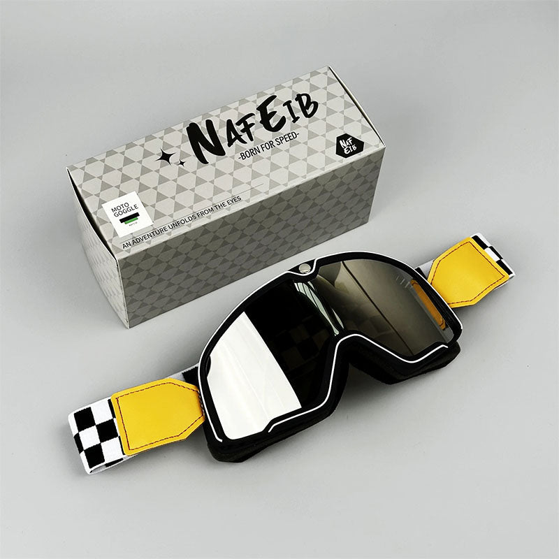 Retro-Motorradbrille - UV-Schutz, passt über Brillen