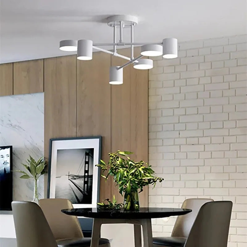 Six Light Adjustable LED Ceiling Lamp — Modern Black Design