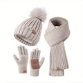 3-in-1 Knit Winter Set – Hat Scarf & Touchscreen Gloves | Filindra