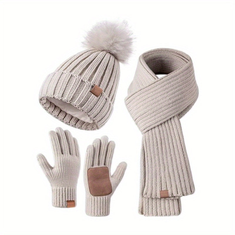 3-in-1 Knit Winter Set – Hat Scarf & Touchscreen Gloves | Filindra
