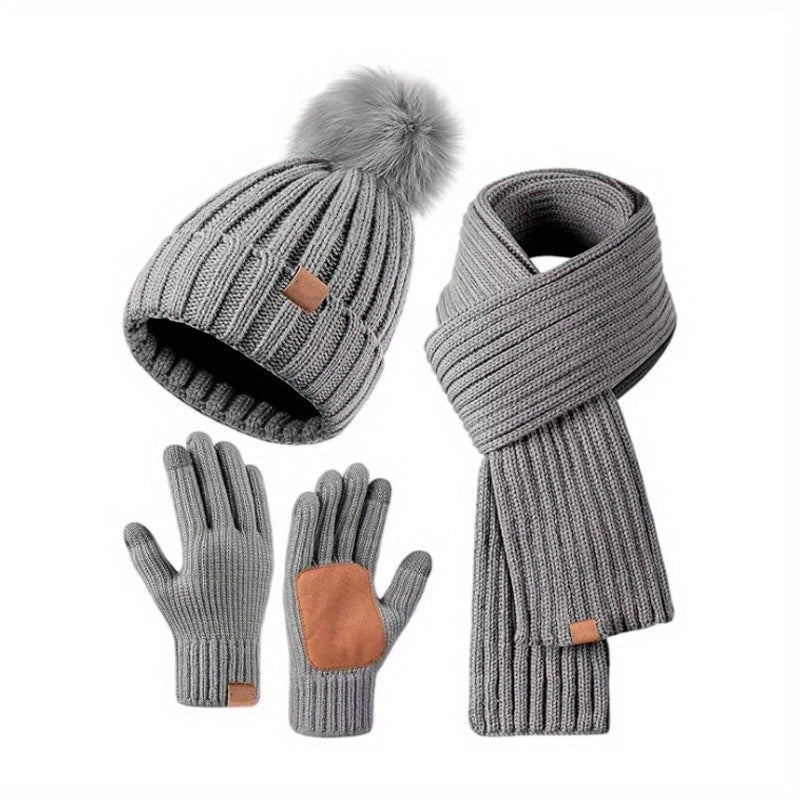 3-in-1 Knit Winter Set – Hat Scarf & Touchscreen Gloves | Filindra