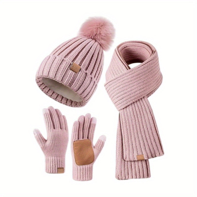 3-in-1 Knit Winter Set – Hat Scarf & Touchscreen Gloves | Filindra